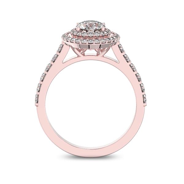 Помолвочное кольцо с 1 бриллиантом 0,45 ct 4/5  и 56 бриллиантами 0,37 ct 4/5 из розового золота 585°