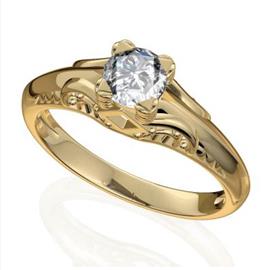 Кольцо с 1 бриллиантом 0,40 ct 4/5  из розового золота 585°, артикул R-D40405-3