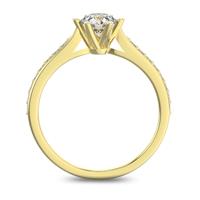 Помолвочное кольцо с 1 бриллиантом 0,3 ct 4/5  и 16 бриллиантами 0,12 ct 4/5 из желтого золота 585°