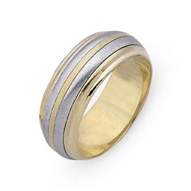 Обручальное кольцо из двухцветного золота 585 пробы, артикул R-СЕ037