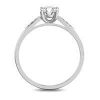 Помолвочное кольцо с 1 бриллиантом 0,45 ct 4/5  и 6 бриллиантами 0,03 ct 4/5 из белого золота 585°