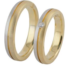 Обручальные кольца парные с бриллиантами из золота 585 пробы, артикул R-ТС 1844