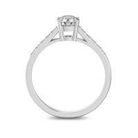 Помолвочное кольцо 1 бриллиантом 0,5 ct 4/5 и 10 бриллиантами 0,15 ct 4/5 из белого золота 585°