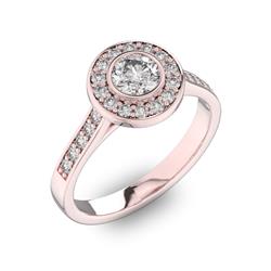 Помолвочное кольцо с 1 бриллиантом 0,45 ct 4/5  и 24 бриллиантами 0,3 ct 4/5 из розового золота 585°, артикул R-D40577-3