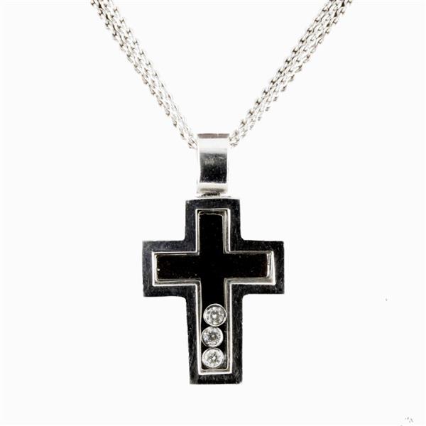 Цепь с подвеской в форме православного креста с бриллиантами 0,08 карат