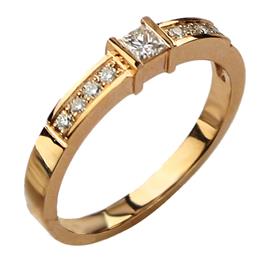 Помолвочное кольцо из розового золота 585 пробы с 1 бриллиантом 0,17 карат и 8 бриллиантами 0,12 карат, артикул R-01К612461-029