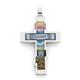Нательный православный крест  с художественной росписью эмалью и 17 бриллиантами 0,17 ct 4/5 из белого золота