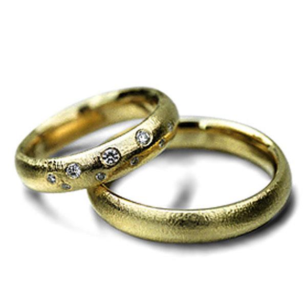 Обручальные кольца парные с бриллиантами из золота 585 пробы, артикул R-ТС 26