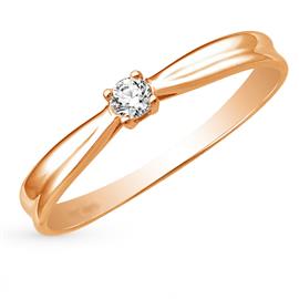 Помолвочное кольцо с 1 бриллиантом 0,12 ct 4/5  из розового золота 585°, артикул R-GGR37-3