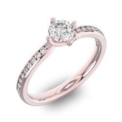 Помолвочное кольцо с 1 бриллиантом 0,45 ct 4/5  и 20 бриллиантами 0,12 ct 4/5 из розового золота 585°, артикул R-D38309-3