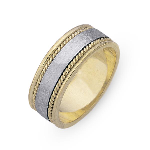 Обручальное кольцо из двухцветного золота 585 пробы, артикул R-СЕ021