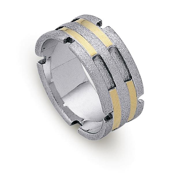 Обручальное кольцо из двухцветного золота 585 пробы, артикул R-ДК 008