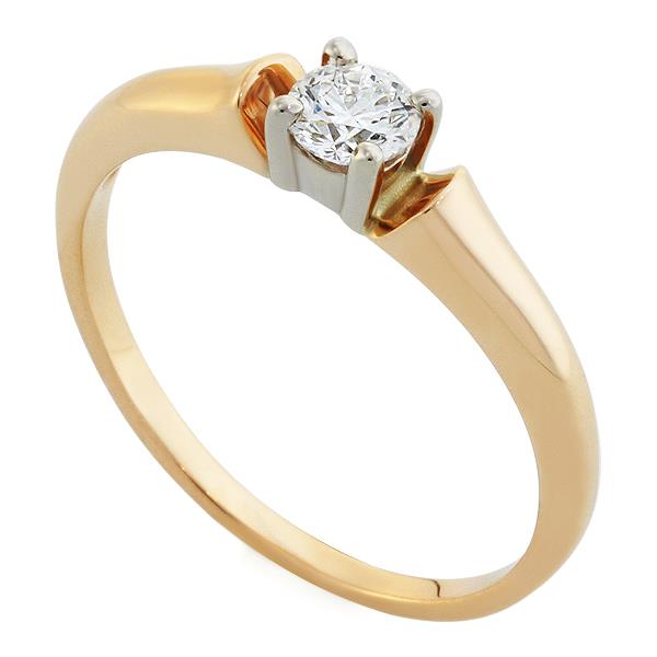 Помолвочное кольцо с 1 бриллиантом 0,32 ct 3/6 розовое золото 585°, артикул R-01К663165