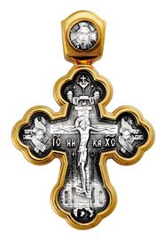 Крест нательный православный  Распятие,  Архангел Рафаил и святые целители, артикул R-101.209