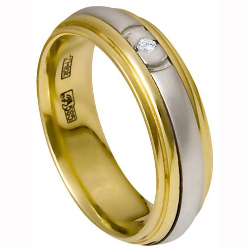 Обручальное кольцо вращающееся с бриллиантом из золота 585 пробы, артикул R-1250