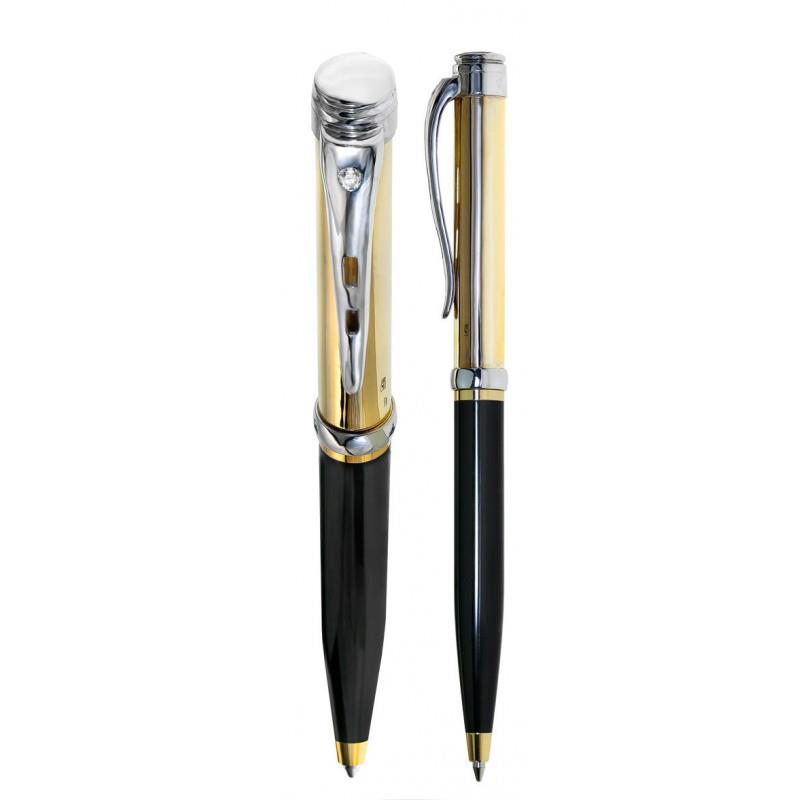 Подарочная золотая ручка из желтого и белого золота 585 пробы с 1 бриллиантом, артикул R-200-1