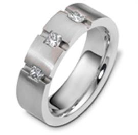 Обручальное кольцо с бриллиантами из белого золота 585 пробы, артикул R-2489