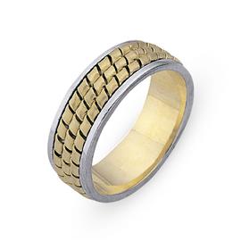 Обручальное кольцо из двухцветного золота 585 пробы, артикул R-СЕ005