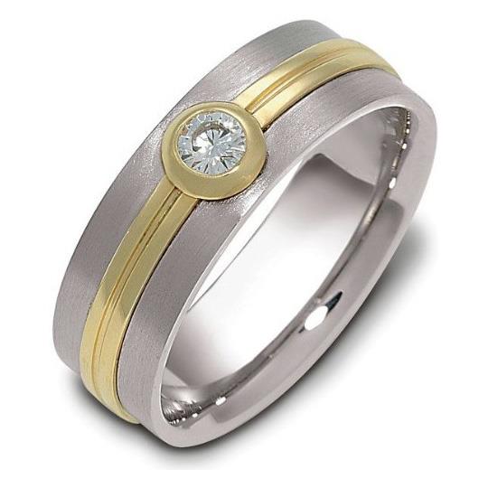 Обручальное кольцо с круглым бриллиантом из золота 585 пробы, артикул R-1468