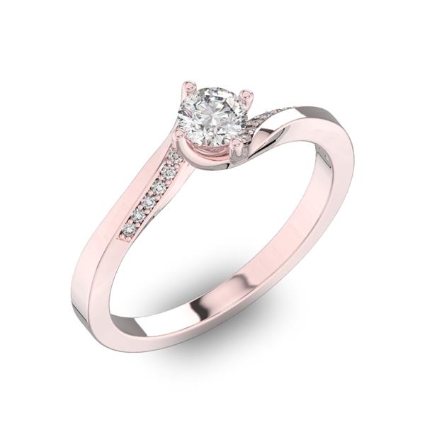Помолвочное кольцо с 1 бриллиантом 0,40 ct 4/5  и 14 бриллиантами 0,04 ct 4/5 из розового золота 585°
