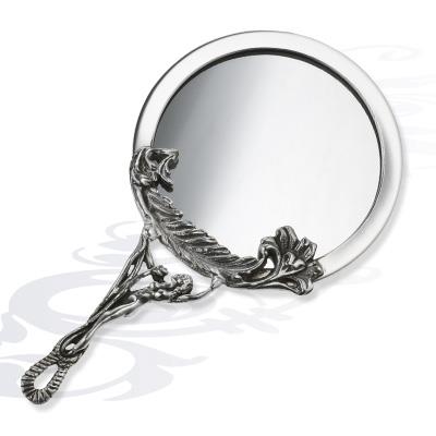 Серебряное Зеркало круглое с ажурной ручкой, артикул R-01100315А3