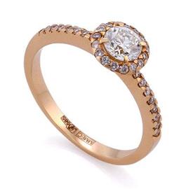 Кольцо с бриллиантами 0,71 ct (центр 0,55 ct 4/5, боковые 0,16 ct 4/5) розовое золото, артикул R-КК 045055