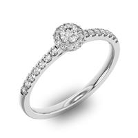 Помолвочное кольцо 1 бриллиантом 0,2 ct 4/5 и 26 бриллиантами 0,2 ct 4/5 из белого золота 585°