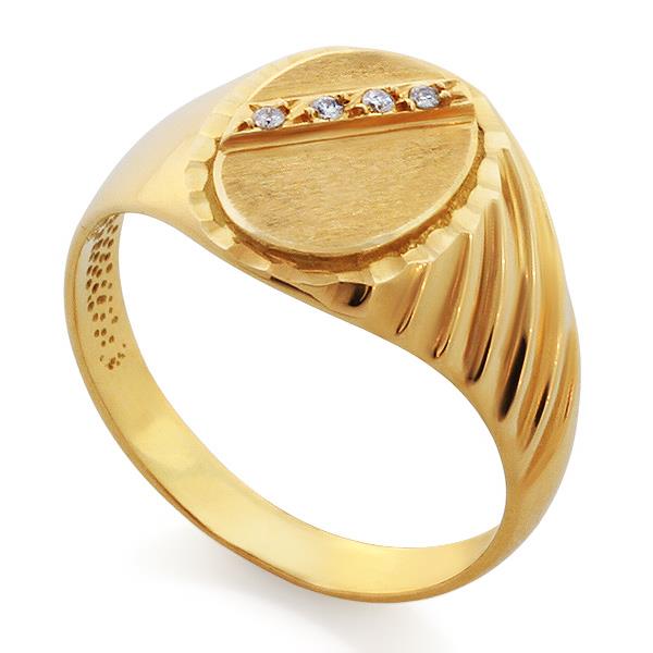 Мужское кольцо с 4 бриллиантами 0,04 ct 3/7 из желтого золота, артикул R-6460