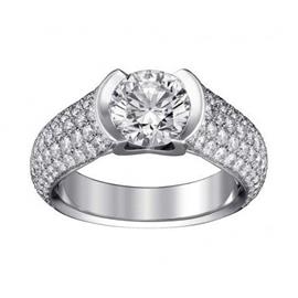 Помолвочное кольцо с 1 бриллиантом 0,50 ct 4/5 и 120 бриллиантами 0,40 ct 4/5 белое золото 585°, артикул R-СА054   