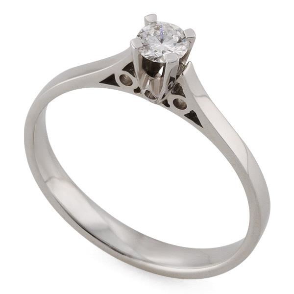 Помолвочное кольцо  с 1 бриллиантом 0,20 ct  4/5 белое золото, артикул R-YZ33877-2