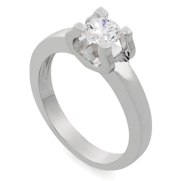 Помолвочное кольцо с 1 бриллиантом 0,30 карат белое золото 585° сертификат GIA