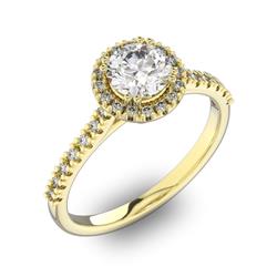 Помолвочное кольцо с 1 бриллиантом 0,7 ct 4/5  и 30 бриллиантами 0,18 ct 4/5 из желтого золота 585°, артикул R-D42200-1