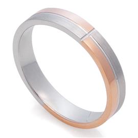 Обручальное дизайнерское кольцо из белого и розового золота 585 пробы, артикул R-St174e
