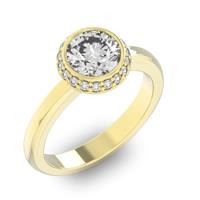 Кольцо с 1 бриллиантом 1,15 ct 4/5 и 18 бриллиантами 0,10 ct 4/5 из желтого золота 585°