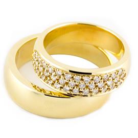 Обручальные кольца парные с бриллиантами из желтого  золота серия "Twin set", артикул R-ТС 3298-1