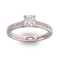 Помолвочное кольцо с 1 бриллиантом 0,35 ct 4/5  и 18 бриллиантами 0,14 ct 4/5 из розового золота 585°
