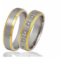 Обручальные кольца парные с бриллиантами серии "Twin Set", артикул R-ТС К028