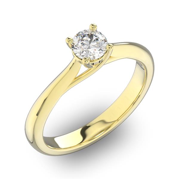 Помолвочное кольцо 1 бриллиантом 0,34 ct 4/5 из желтого золота 585°