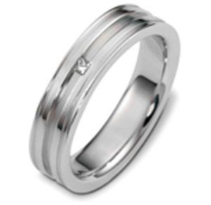 Обручальное кольцо с бриллиантом из белого золота 585 пробы, артикул R-2481