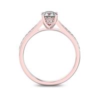 Помолвочное кольцо с 1 бриллиантом 0,45 ct 4/5  и  22 бриллиантами 0,11 ct 4/5 из розового золота 585°