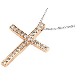 Цепь с подвеской в форме православного креста с бриллиантами 0,42 карат, артикул R-DNK03817-02