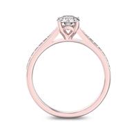 Помолвочное кольцо с 1 бриллиантом 0,45 ct 4/5  и 14 бриллиантами 0,8 ct 4/5 из розового золота 585°