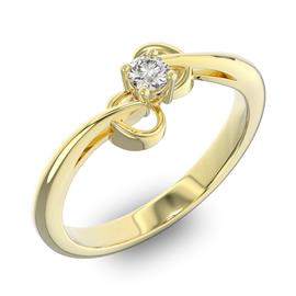Помолвочное кольцо 1 бриллиантом 0,13 ct 4/5 из желтого золота 585°, артикул R-D40445-1