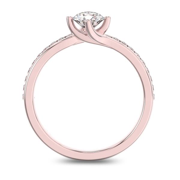 Помолвочное кольцо с 1 бриллиантом 0,45 ct 4/5  и 20 бриллиантами 0,12 ct 4/5 из розового золота 585°