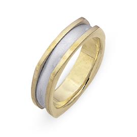 Обручальное кольцо из двухцветного золота 585 пробы, артикул R-СЕ027