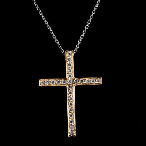Цепь с подвеской в форме православного креста с бриллиантами 0,42 карат