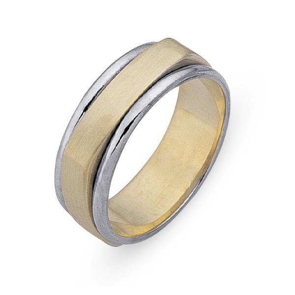 Обручальное кольцо из двухцветного золота 585 пробы, артикул R-СЕ040
