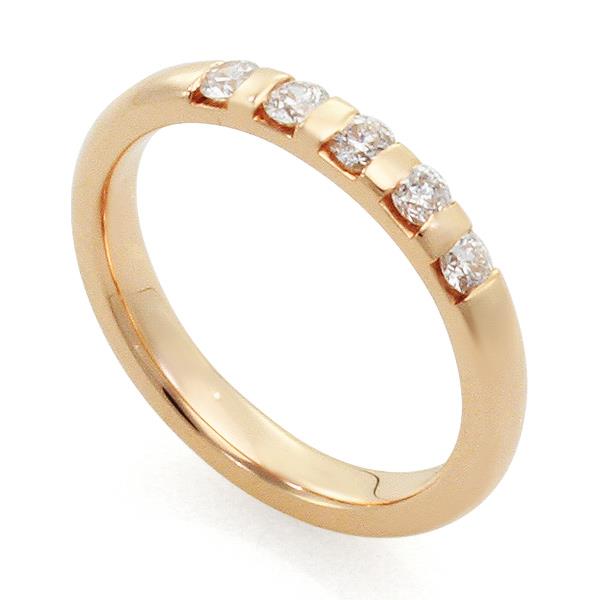 Обручальное кольцо с 5 бриллиантами 0,25 карат розовое золото, артикул R-1672-3