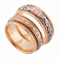 Эксклюзивные обручальные кольца с бриллиантами из золота 585 пробы, артикул R-тс 1566-3Б17