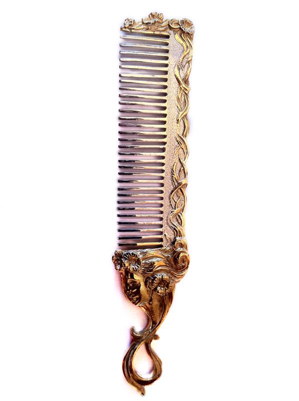 Серебряная расчёска для волос коллекция Красавица, артикул R-005